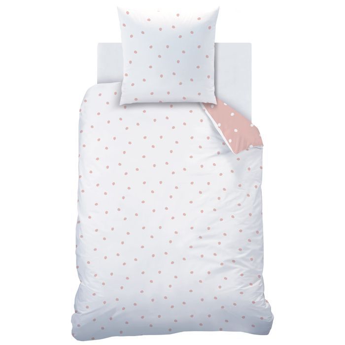 Conjunto de cama infantil estampado, 100% algodão - FOSCO E ROSA - BOLINHAS ROSAS - Rosa - 140x200+65x65cm