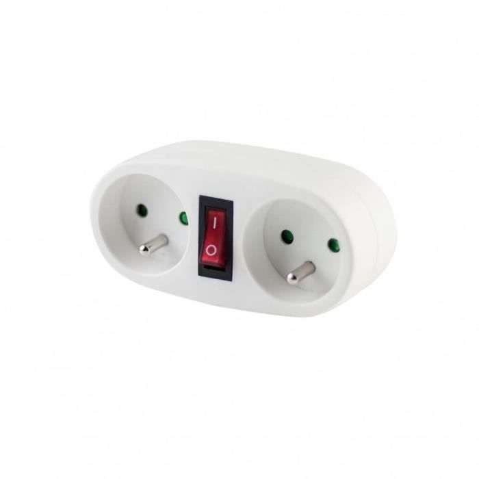 CHACON Presa doppia 2x16A con interruttore bianco