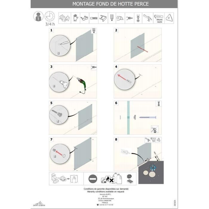 Dressoir - SAINT GOBAIN - Matzwart - Glas - 45x60