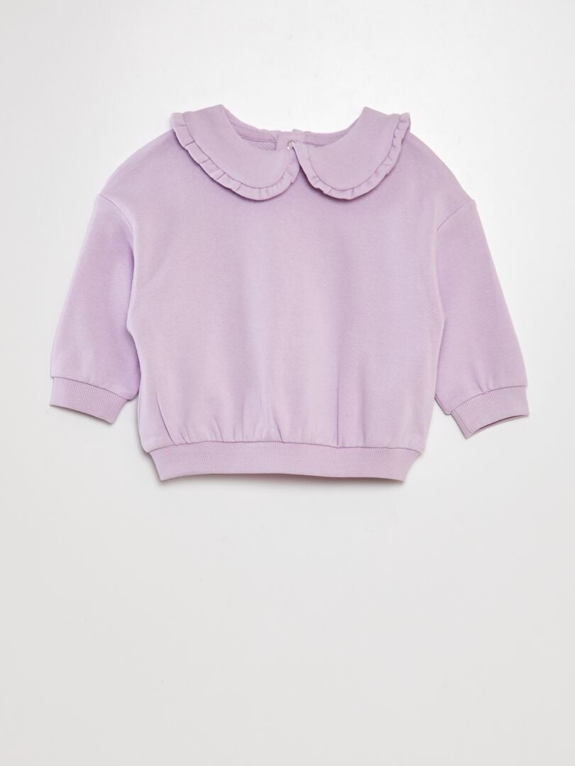 Moletom de algodão com gola claudine - ROXO