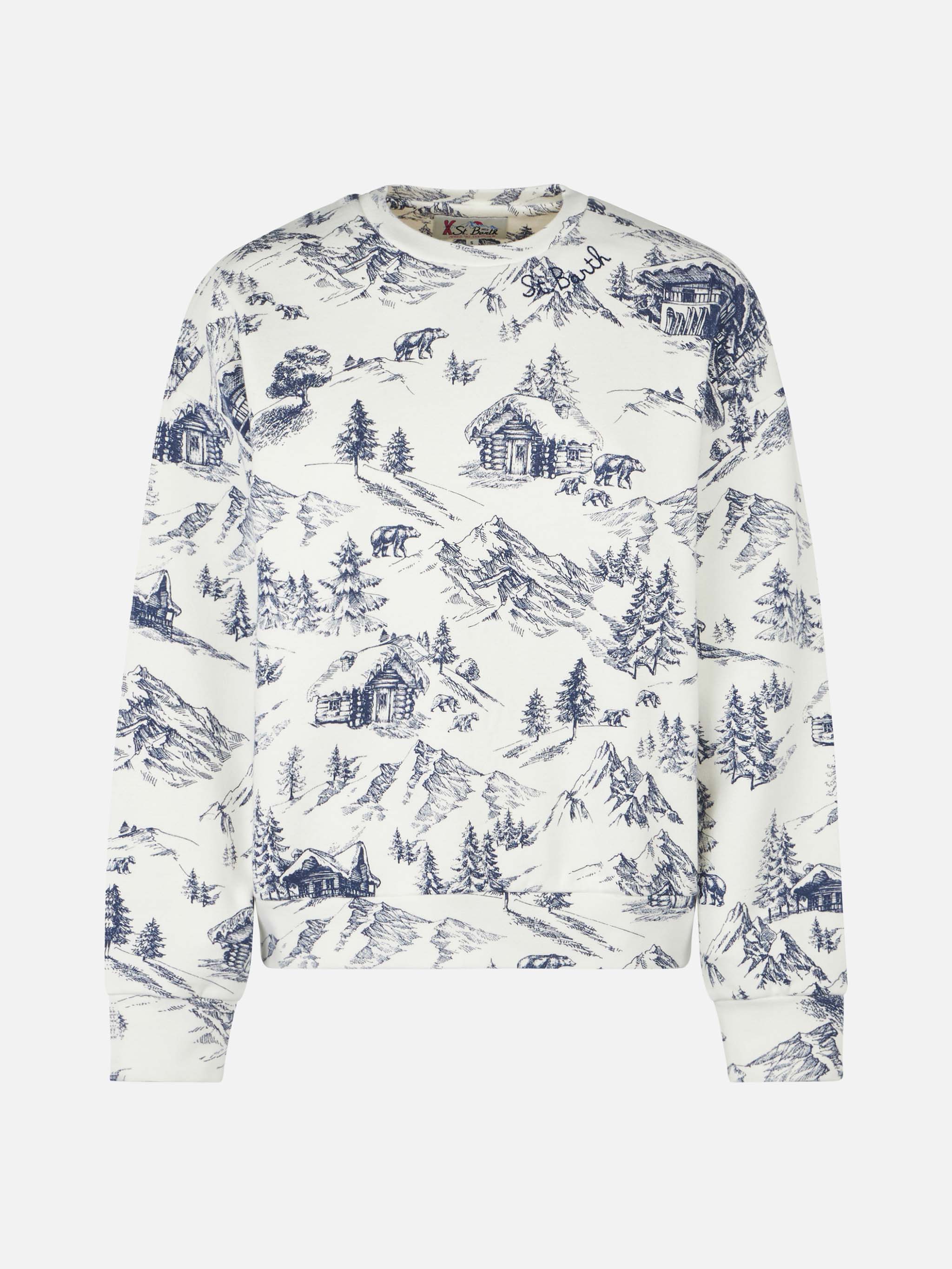 Damessweatshirt met toile de jouy-print.