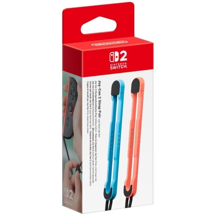 Pair of Light Blue and Light Red wrist straps for Joy-Con 2 controllers • Nintendo Switch 2 accessory