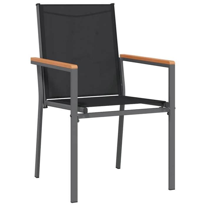 Ensemble à manger de jardin - BURKE - 5 pièces - Textilène et acier - Table 140x70x74 cm - Chaises 55x61,5x90 cm - Noir