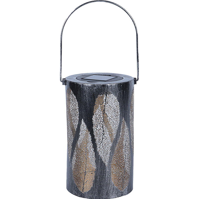 Farol doméstico con célula solar, 12x20 cm, metal.