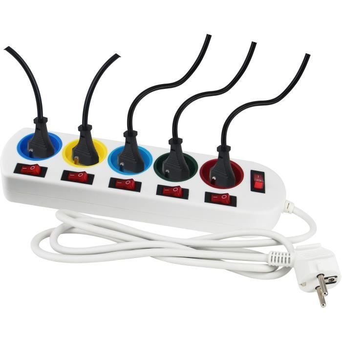 Regleta - GAO - 5 tomas - Con interruptores, 16A, 230V