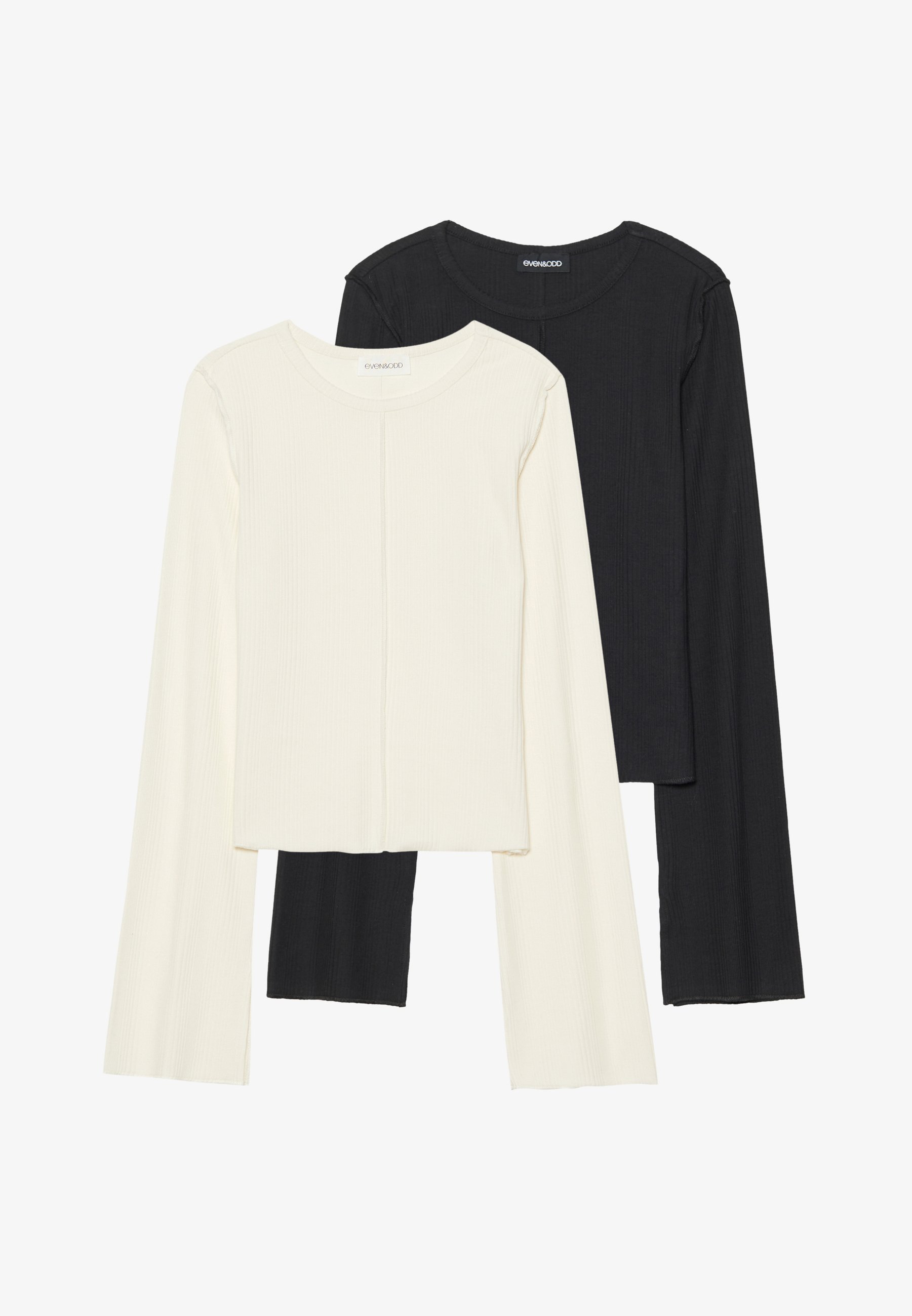 „Even&Odd“ 2 PAKETAI – Ilgarankoviai marškinėliai – balta/juoda