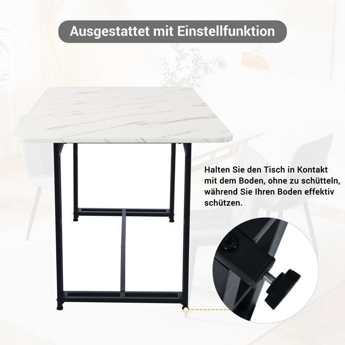 Juego de mesa de comedor de 120 × 70 cm con 4 sillas - Juego moderno de mesa y sillas para cocina/sala de estar - Sillas de terciopelo verde oscuro