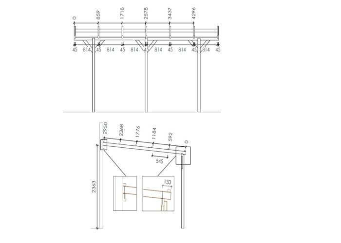 Carport, car shelter 3x5.24 m - 15 m2 - PVC roof - CAR7-2PVCTR