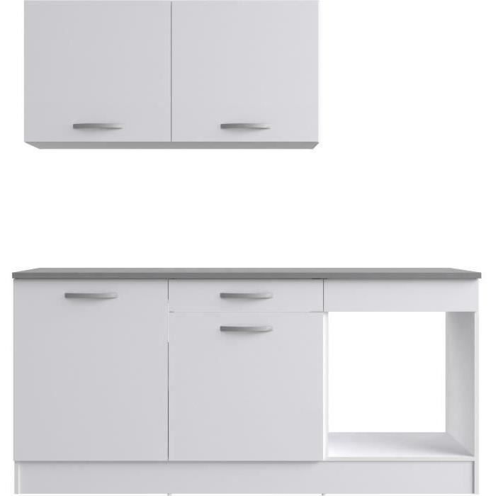 Cuisine complète OSLO - L 180cm - Blanc Mat - Plan de travail inclus