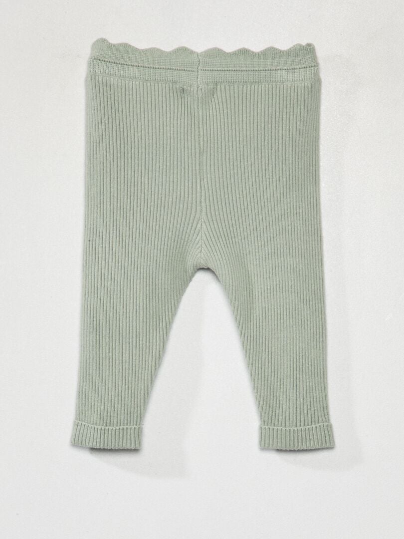 Geribbelde gebreide legging - GROEN