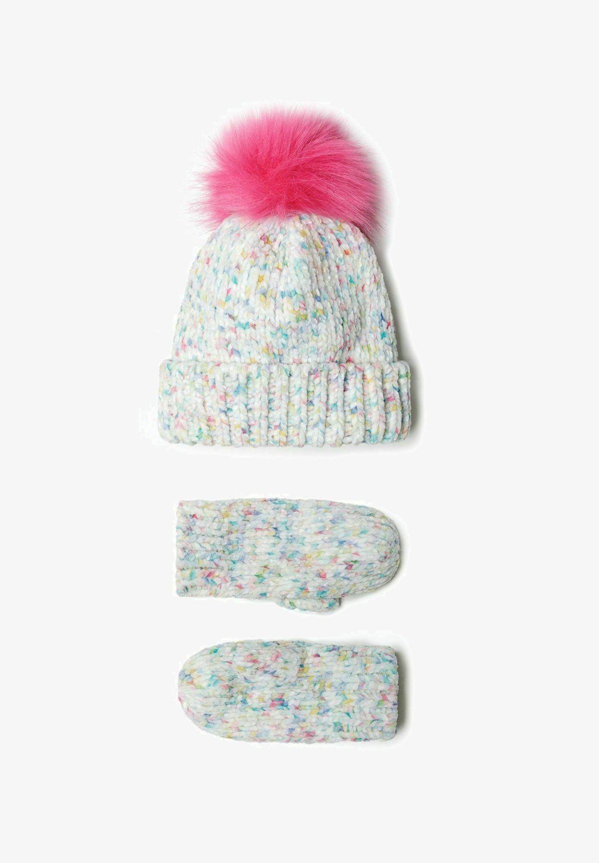 MINOTI CHENILLE SET - Handschoenen - gebroken wit