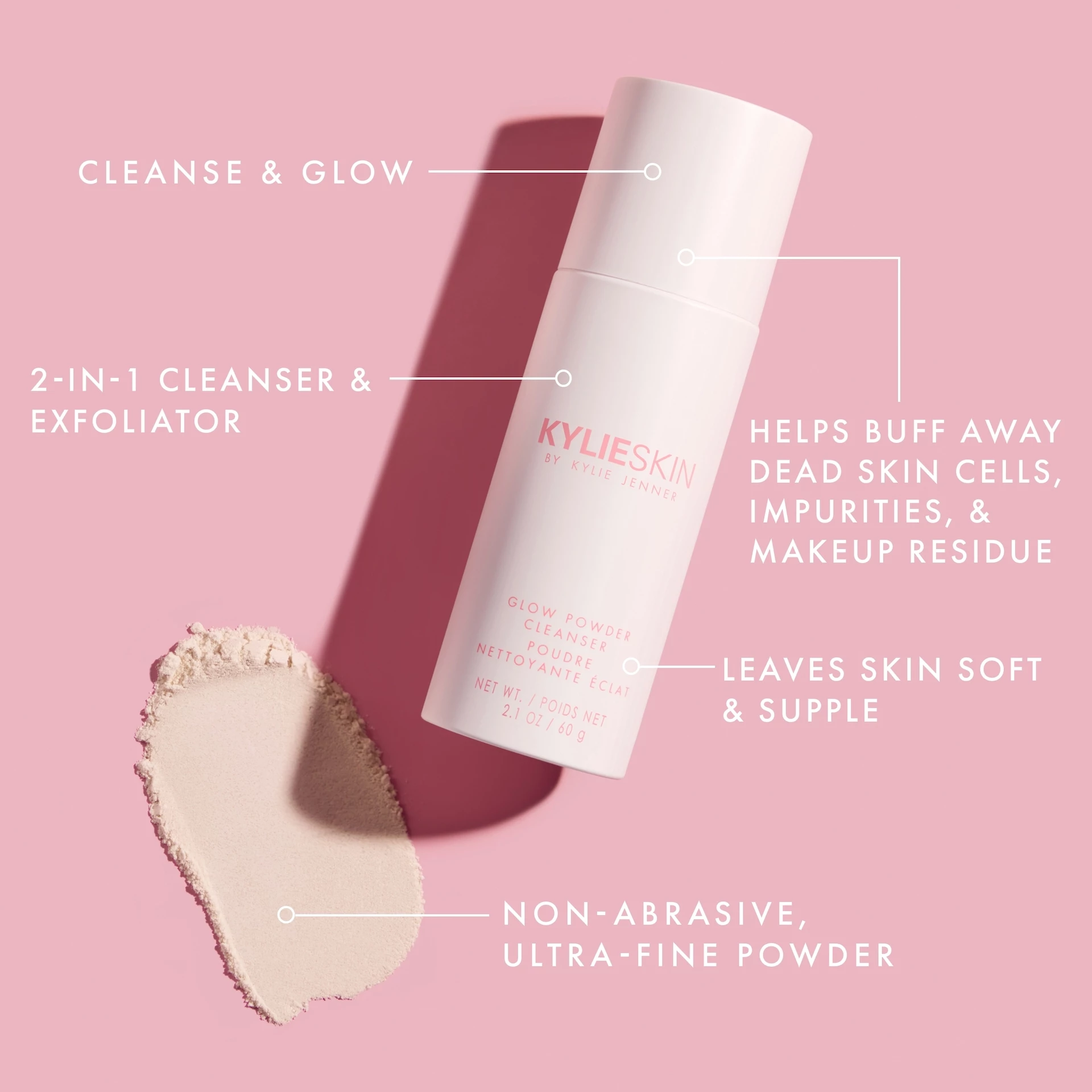 Fényes púderes arctisztító 60 g - Kylie By Kylie Jenner