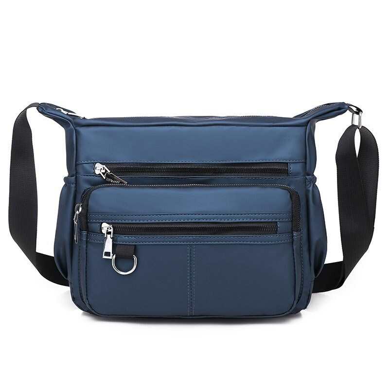Nuova borsa quadrata piccola da uomo in tessuto Oxford impermeabile in nylon, borsa a tracolla casual da uomo, borsa diagonale da uomo di grande capacità con molte tasche, blu