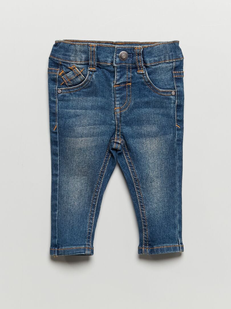 Calça jeans slim fit com elastano e cintura ajustável - AZUL