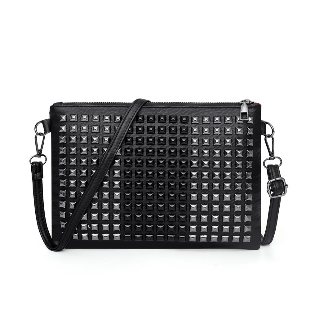 Sac bandoulière Rivet Fashion pour femme, en cuir grainé, petit modèle rétro.