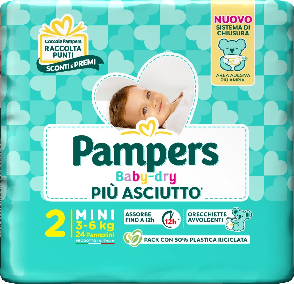 Fraldas Pampers Baby Dry Downcount Mini, 24 unidades, tamanho 2 (3-6 kg)