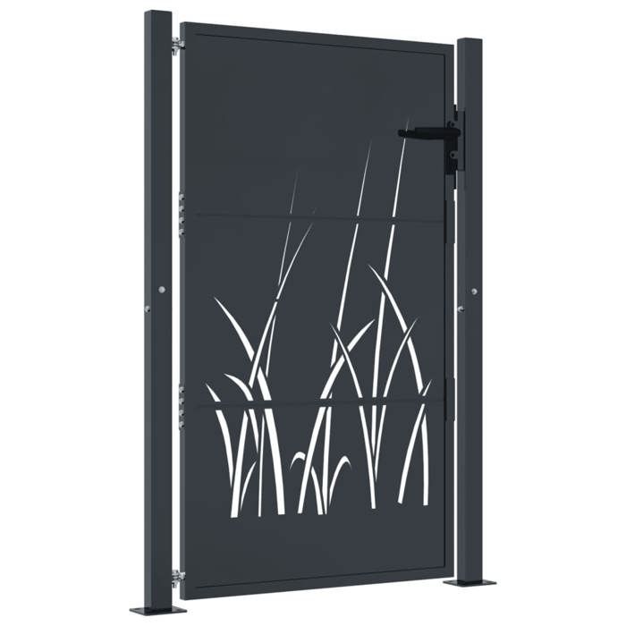 Clarence* Portail de jardin - Portillon anthracite 105x155cm acier conception d'herbe &Europ2652966