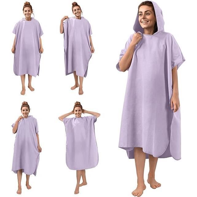 Poncho de baño - Bata de baño con capucha de manga corta para hombres y mujeres en microfibra para adultos - Deportes acuáticos después de la ducha