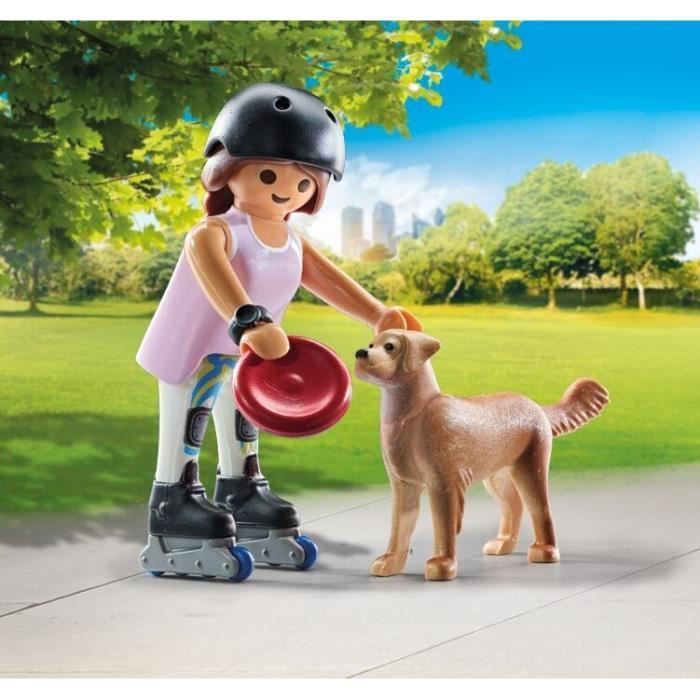 PLAYMOBIL 71739 Girl on roller skates with Retriever, My Life, 12 pieces, Ages 4+