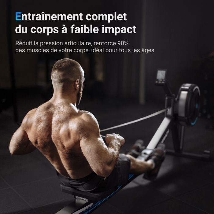 Rameur à air – MERACH - 10 Niveaux de Résistance – Usage régulier - Facile à Ranger – Support téléphone - Compatible App