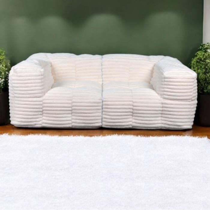 Sofá modular con pelo de pana - 90x180 cm - Bananair - Blanco