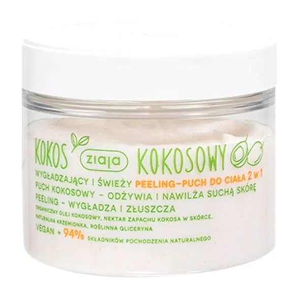 Ziaja Kokos Kokosowy Wygładzający i świeży peeling-puch do ciała 2w1