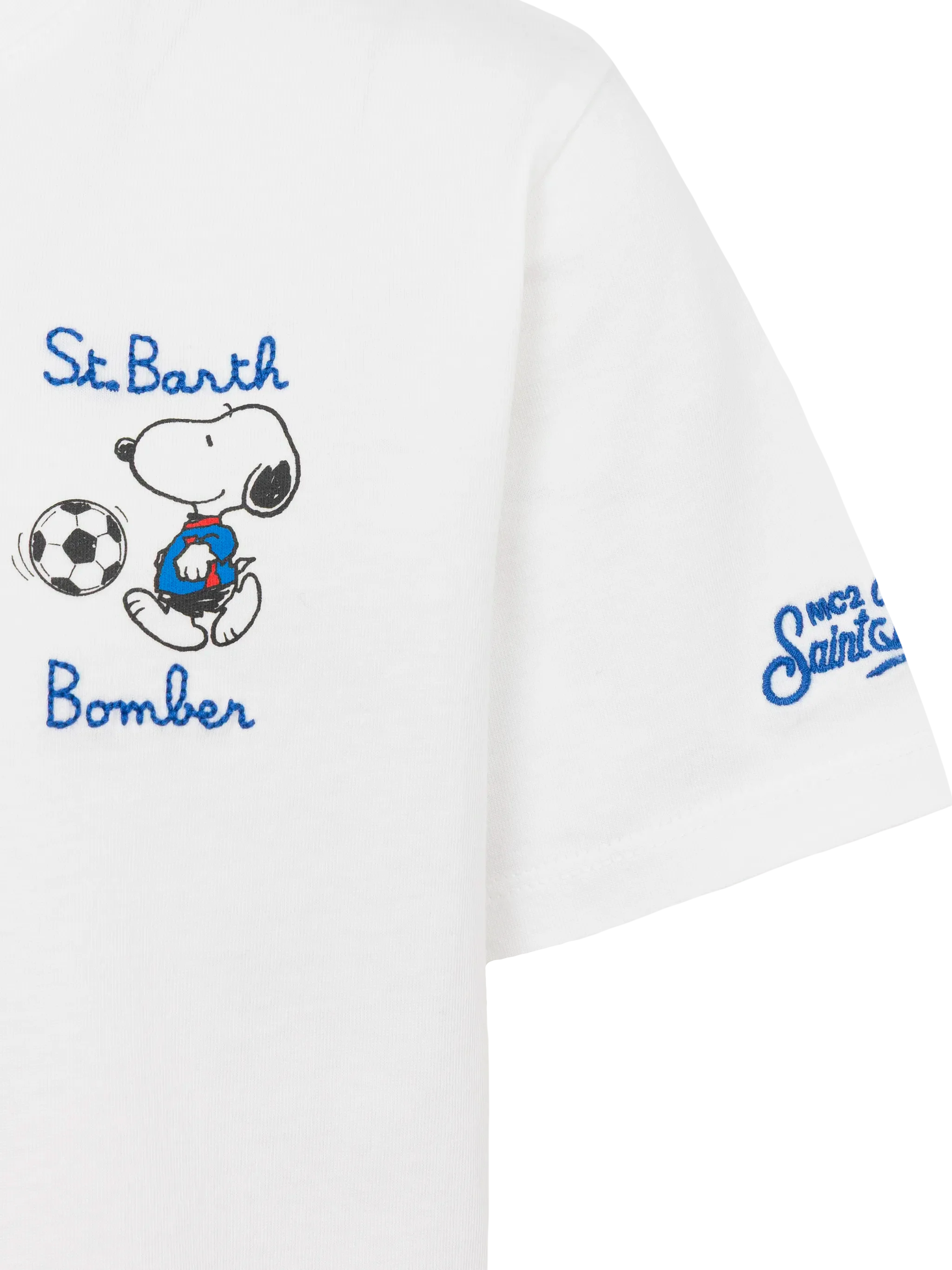 Katoenen T-shirt met St. Barth bomber-borduurwerk en Snoopy-print | SNOOPY