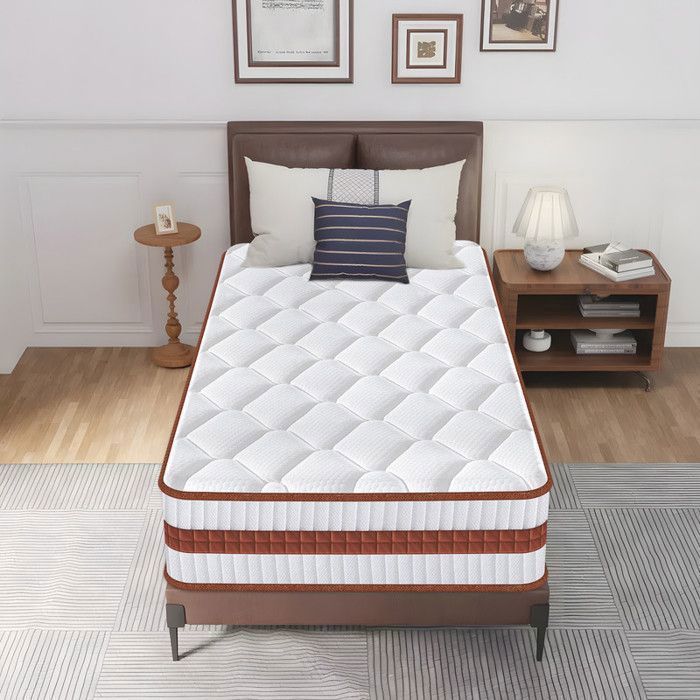 Colchón de 90x190 cm - Extra grueso de 26 cm - Espuma viscoelástica y muelles ensacados de 8 zonas - Firmeza H3 - Oeko-Tex