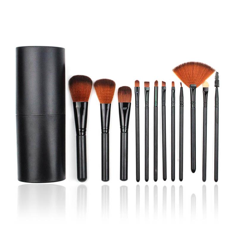 Ensemble de 12 pinceaux de maquillage portables multifonctionnels professionnels de haute qualité, 4 couleurs, pour fards à paupières.