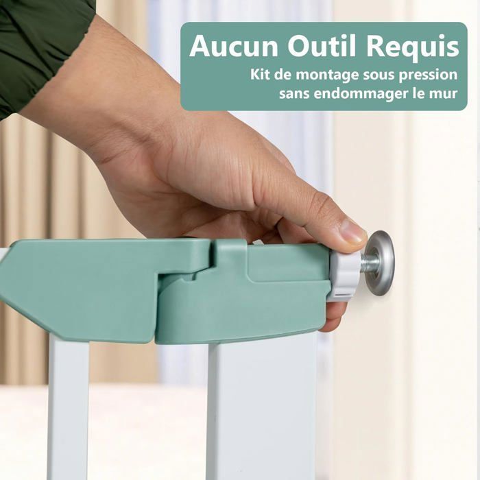 COSTWAY Barrière de Sécurité Bébé Extensible Large 80-132 cm Double Verrouillage Fermeture Automatique par Pression sans Perçage