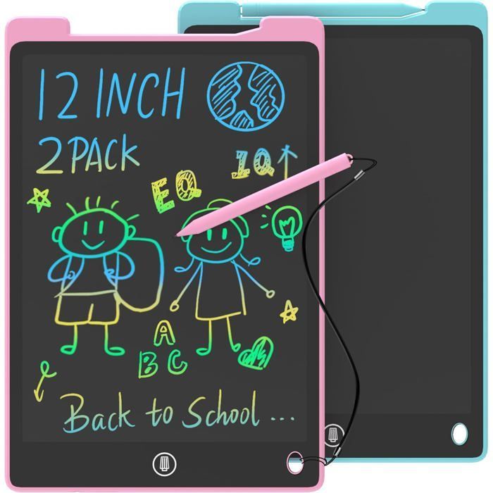 Pizarra infantil de dibujo - ZGEER - Juego de 2 - 30,5 cm - Azul y rosa - Tecnología LCD - Sensible a la presión