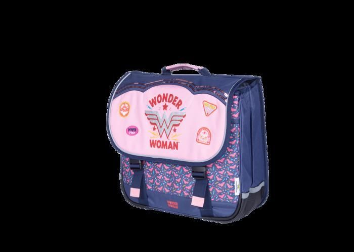 Mochila escolar - DC COMICS - Mulher Maravilha - 38 cm - Bicolor azul-marinho e rosa - 2 compartimentos