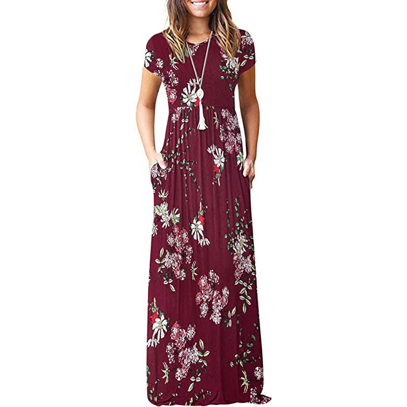 Robes maxi à manches courtes et poches