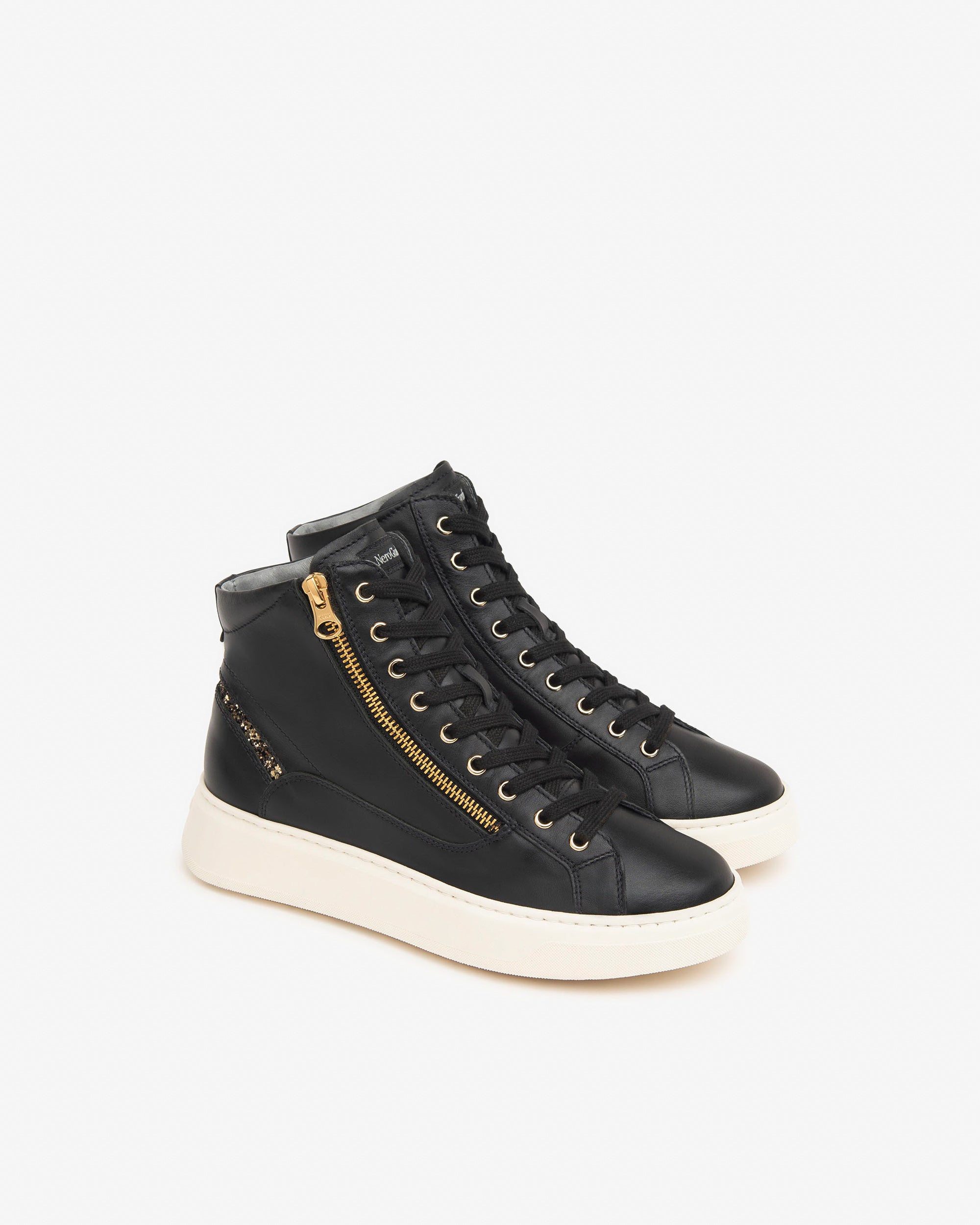  Damen-Sneaker mit hohem Schaft aus Leder und Funktionsmaterial