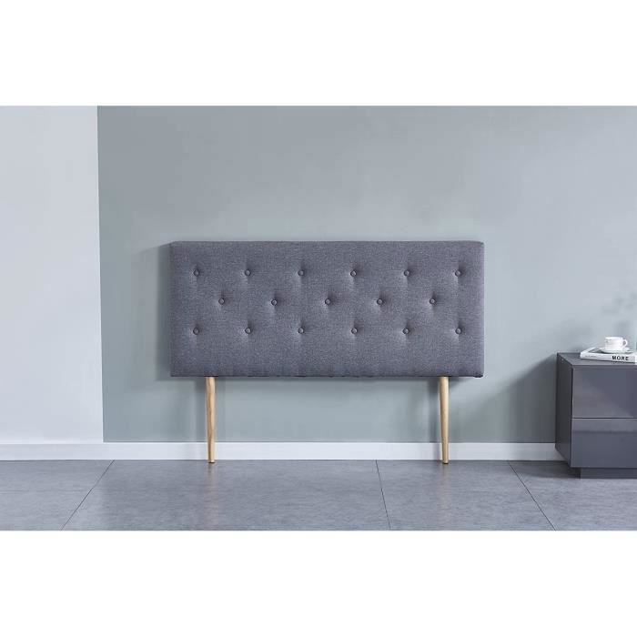 Deco hoofdbord 160 x 100 cm - Gestoffeerd - Grijze stof - Totale dikte 8 cm