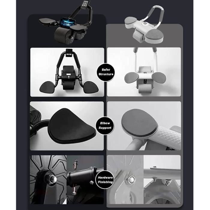 Rueda abdominal con rebote automático - Rueda abdominal 4D con soporte para codos - Dispositivo de entrenamiento abdominal
