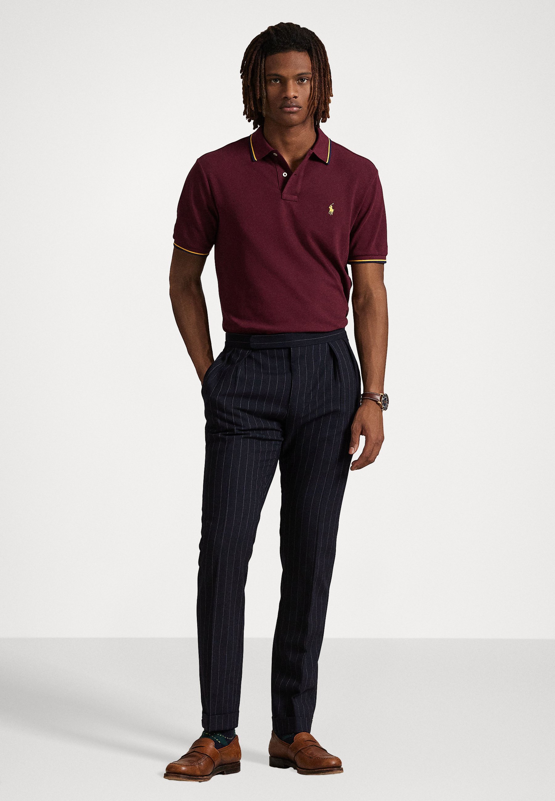 Polo Ralph Lauren CUSTOM SLIM FIT MESH SHIRT - Polo - bordeaux classique