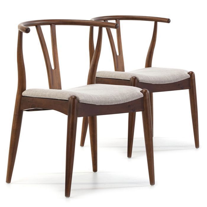 Conjunto de 2 cadeiras rústicas VS Venta-stock, cor nogueira, madeira maciça, 55 cm (comprimento) 54,5 cm (profundidade) 76 cm (altura)