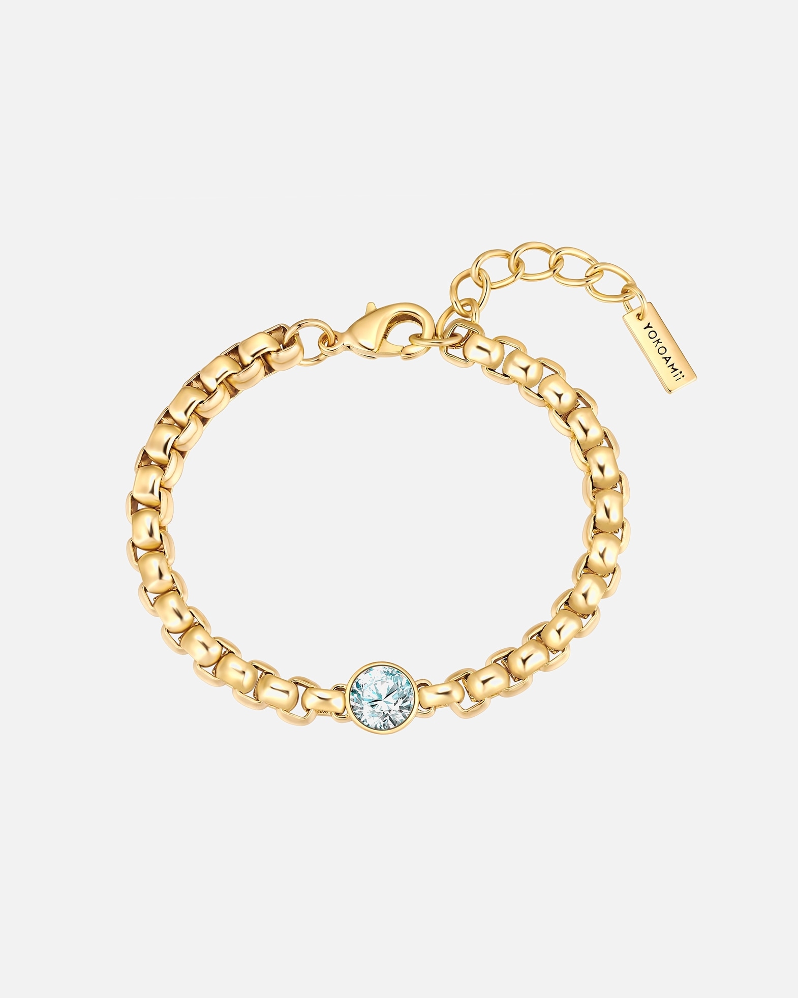 Bracciale Yokoamii in ottone placcato oro con zirconi cubici – lunghezza base 18,0 cm + estensione 3,0 cm