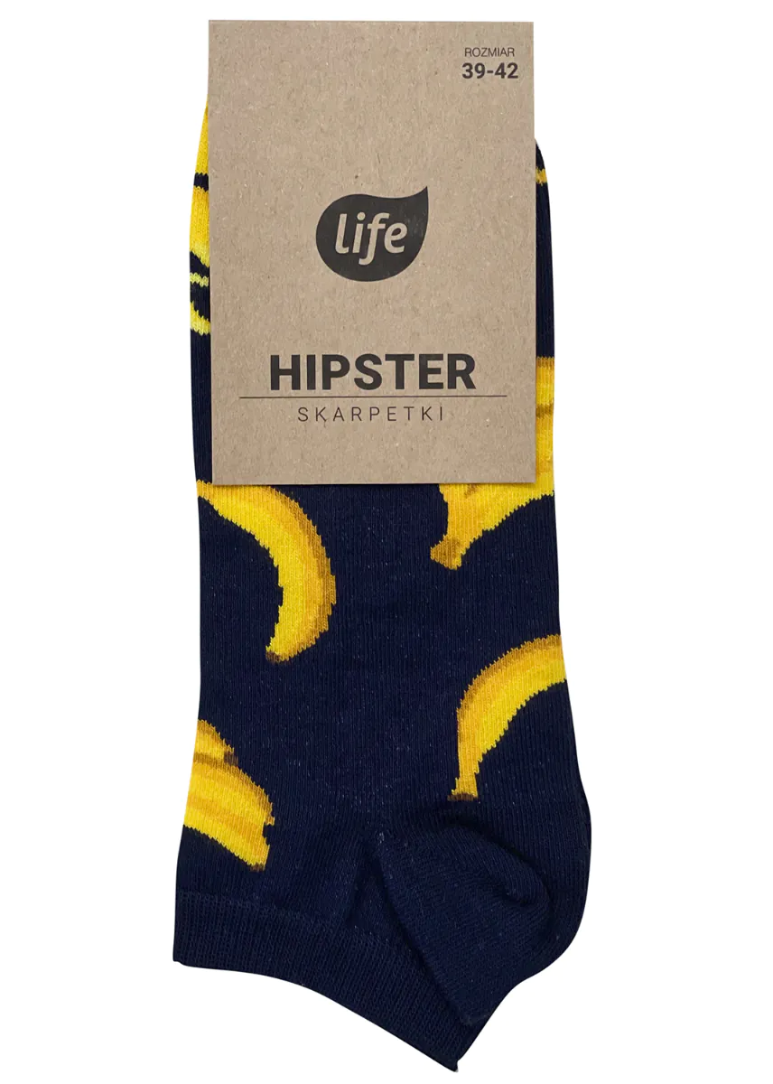 Life Stopki Bawełniane Hipster Wzór Banany Rozm. 39-42