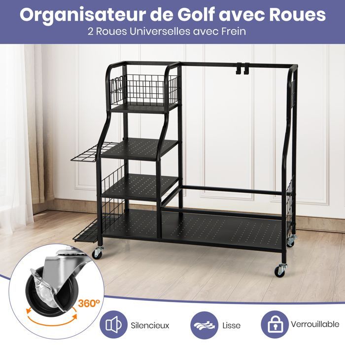 Carrello da golf - GOPLUS - Portaoggetti con 3 ripiani, per garage, club, palestra