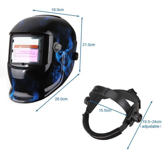 Variable Darkening Blue Skull Welding Mask with Auto-Darkening LCD Filter for ARC TIG MIG Welders