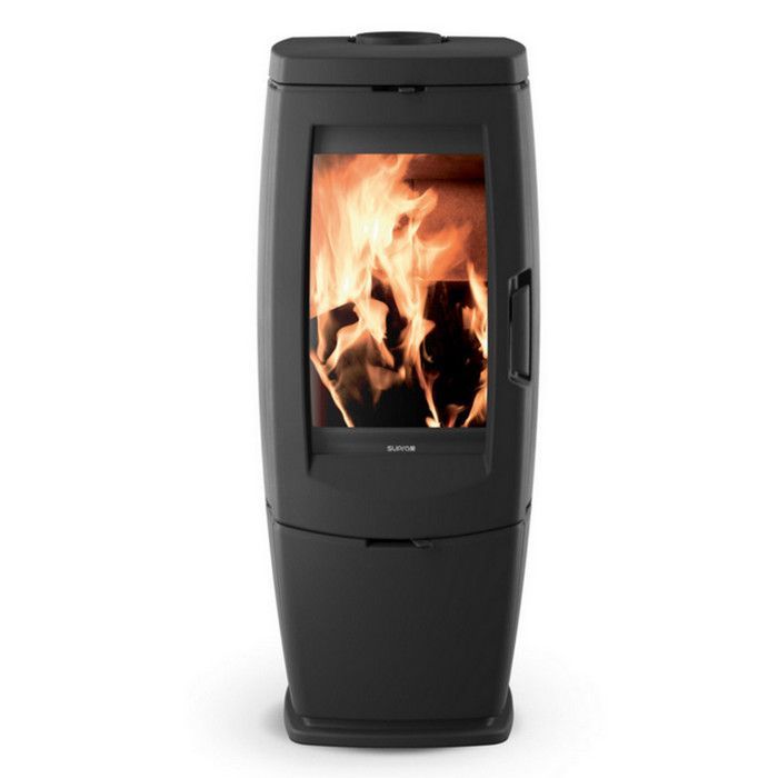 Poêle à bois fonte SUPRA Zoe 10kw - Noir - Départ fumées dessus et arrière - Vitre propre