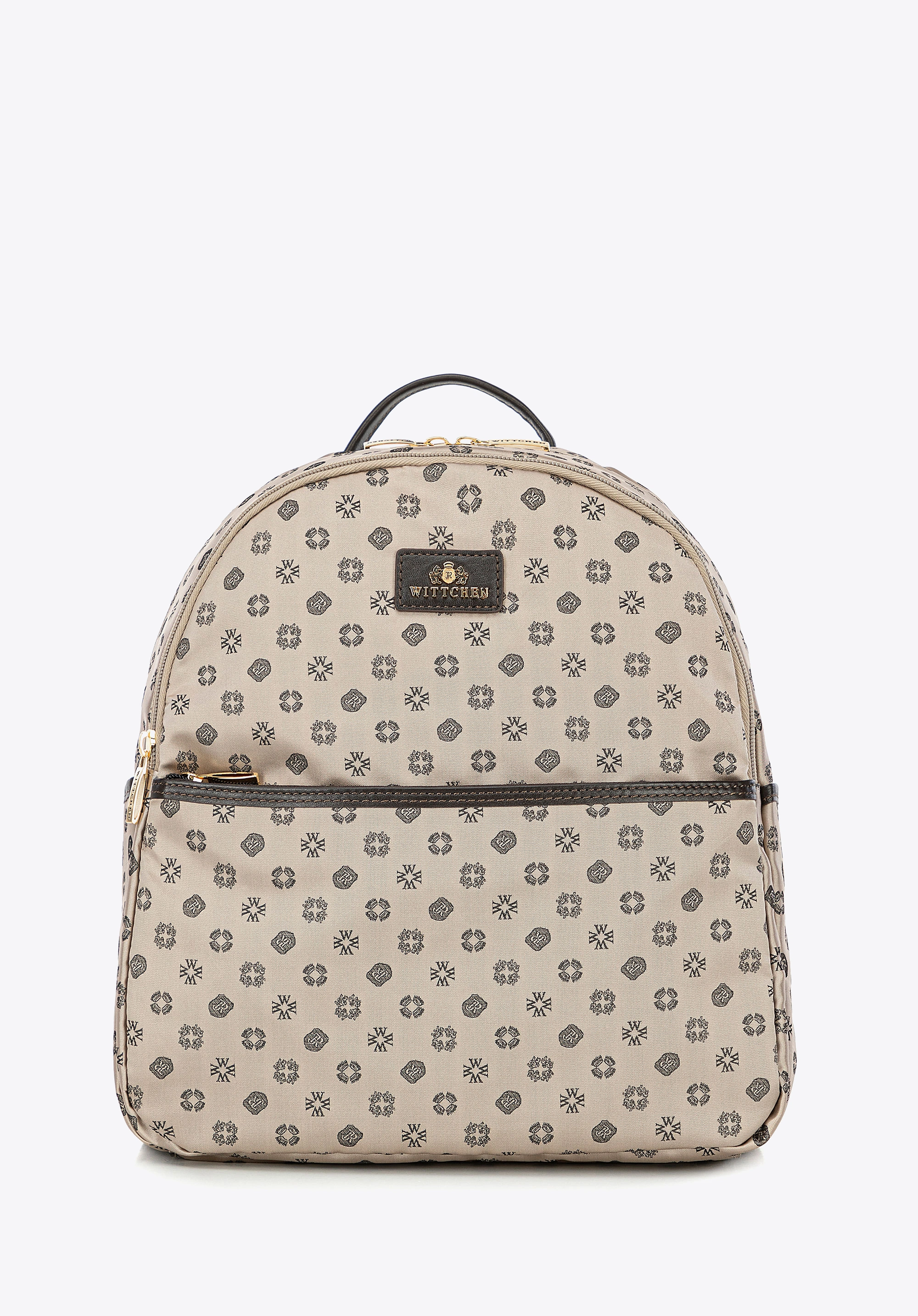 Plecak damski półokrągły elegancki w monogram beżowy