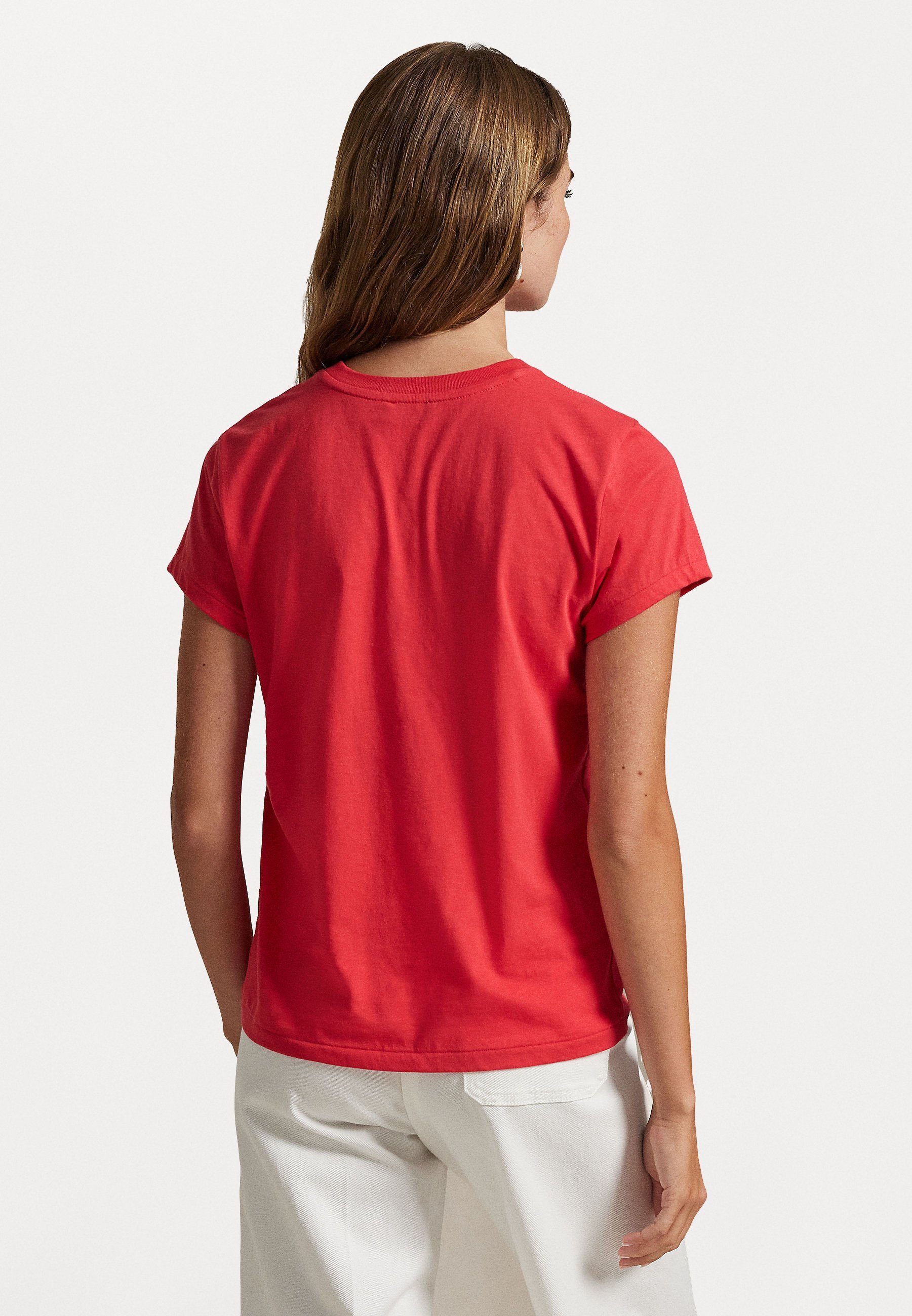 Polo Ralph Lauren COTTON JERSEY CREWNECK T-SHIRT - Tricou simplu - roșu-portocaliu intens