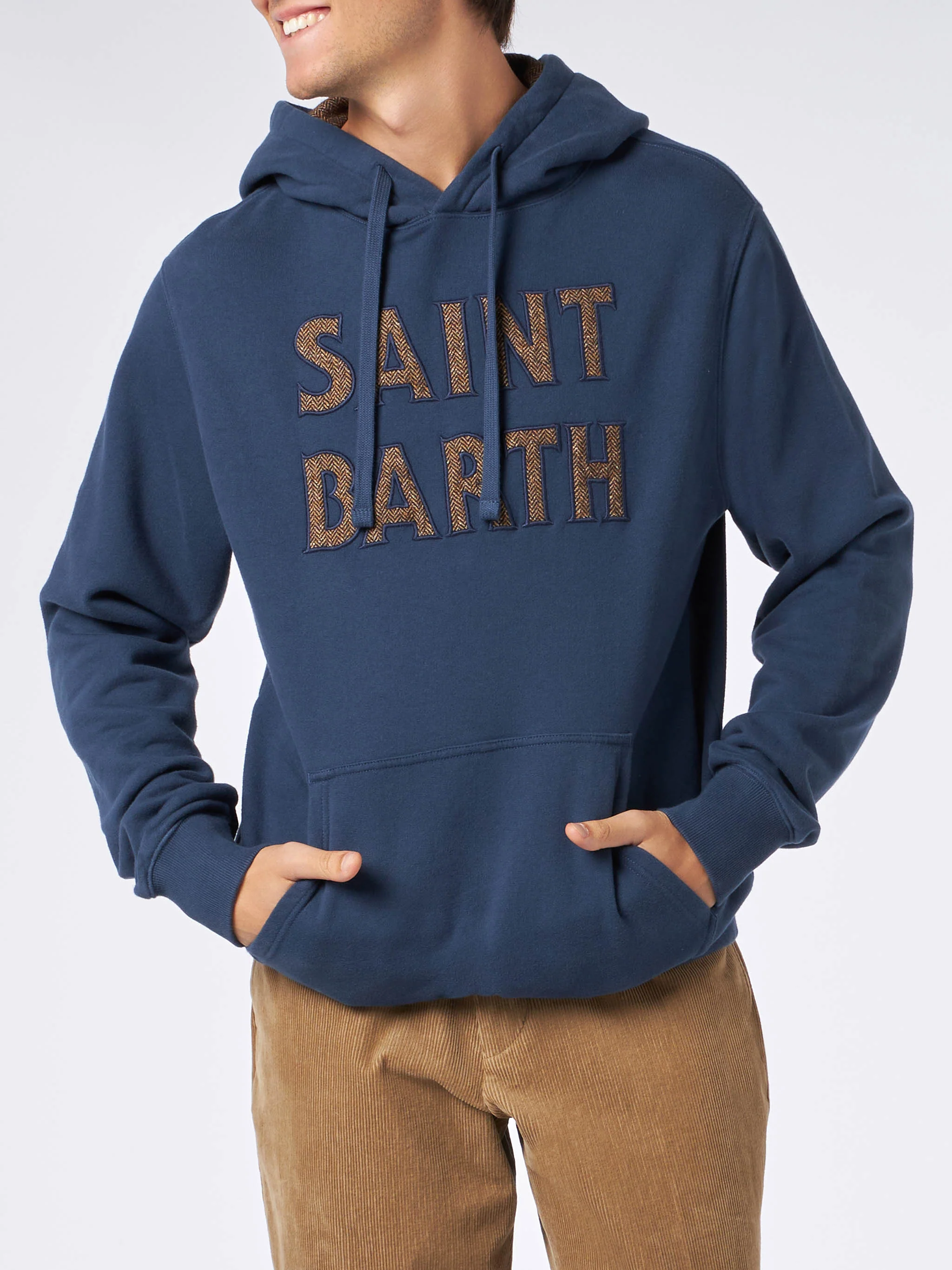 Blauwe herentrui met Saint Barth-patch