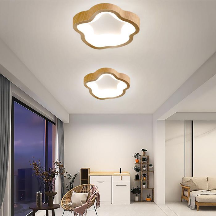 WOTTES Moderne LED-Deckenleuchte mit natürlichem Licht – 14 W, kühles Weiß, Blumendesign, für Flur und Badezimmer, 1 Stück, 23 cm Durchmesser