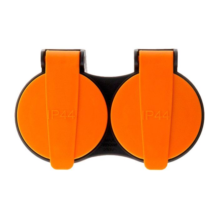 Cable alargador impermeable de 2 tomas con cubierta, color naranja, 2P+E H07RN-F, 3x1,5 mm², 10 m - Zenitech
