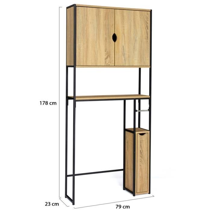 IDMARKET 3-in-1 Bathroom Vanity Unit with Storage Cabinets, DETROIT Industrial Design