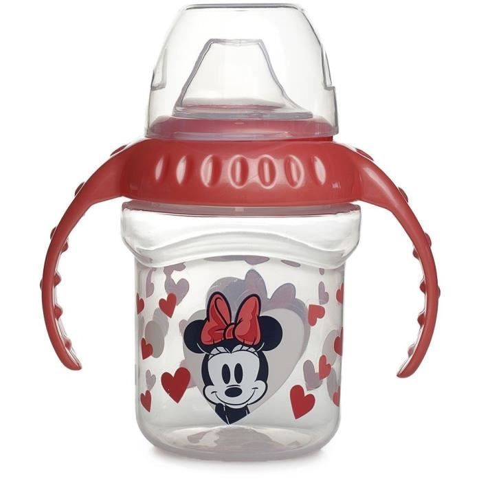 Biberon Thermobaby con manico - 250 ml - Beccuccio in silicone - A prova di perdite - Minnie Mouse
